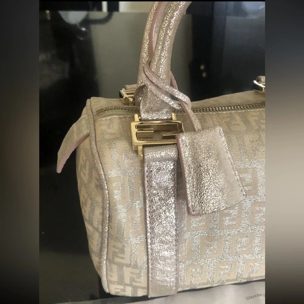 Rare Vintage Fendi Mini Metallic Zucchino Bauletto Bag - Picture 6 of 13